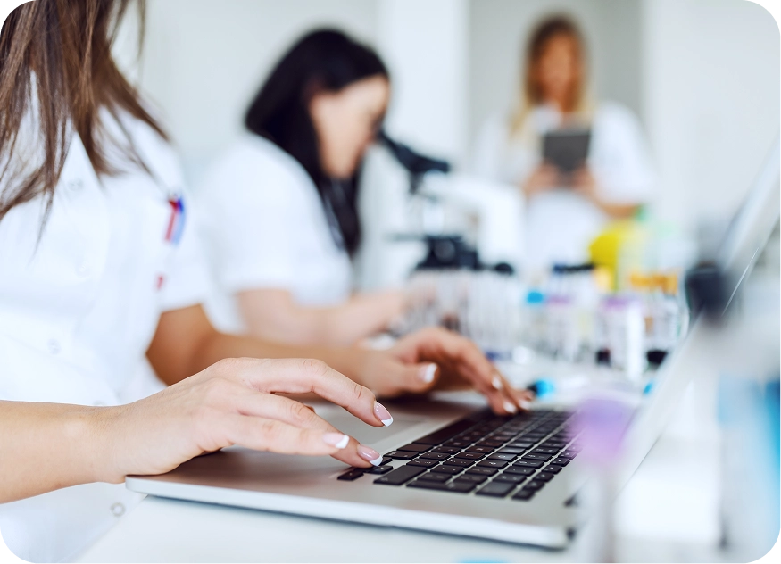 People in biomedical facility working