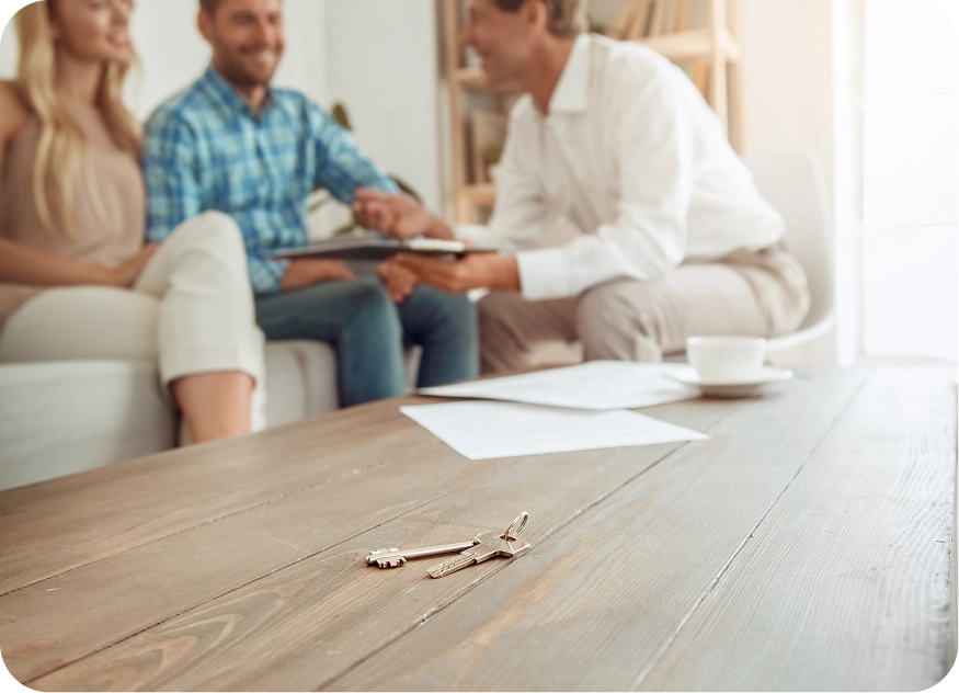 agent talking with clients