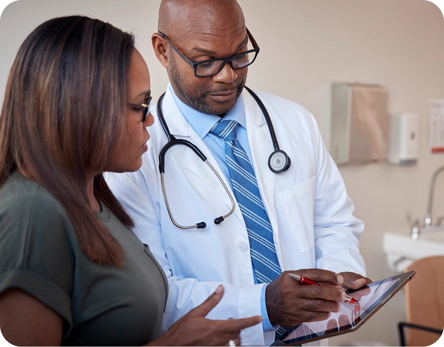 Doctor talking with patient
