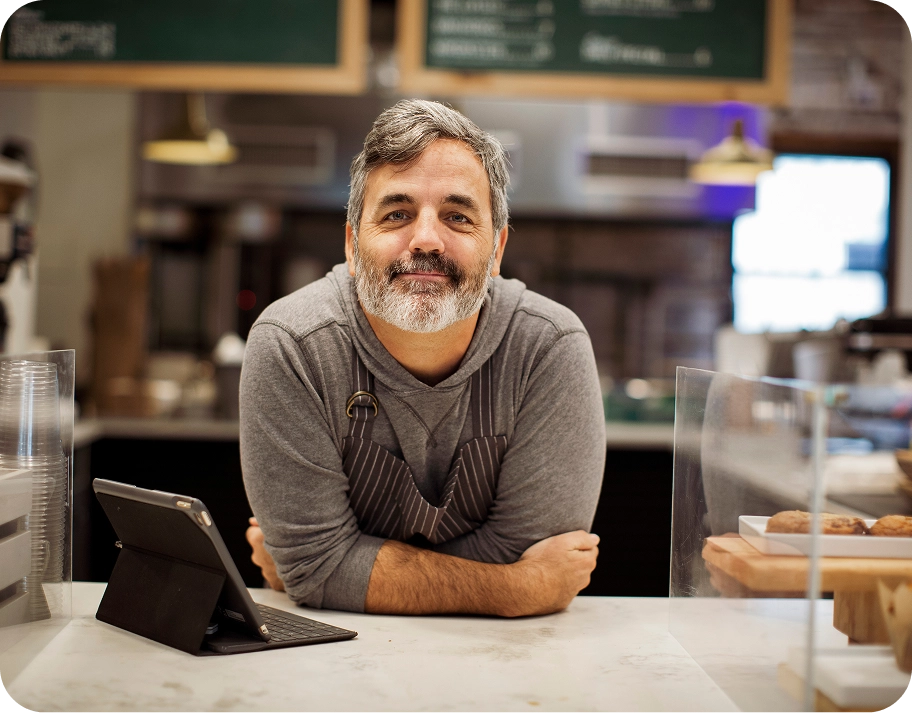 Man at desk at small business office