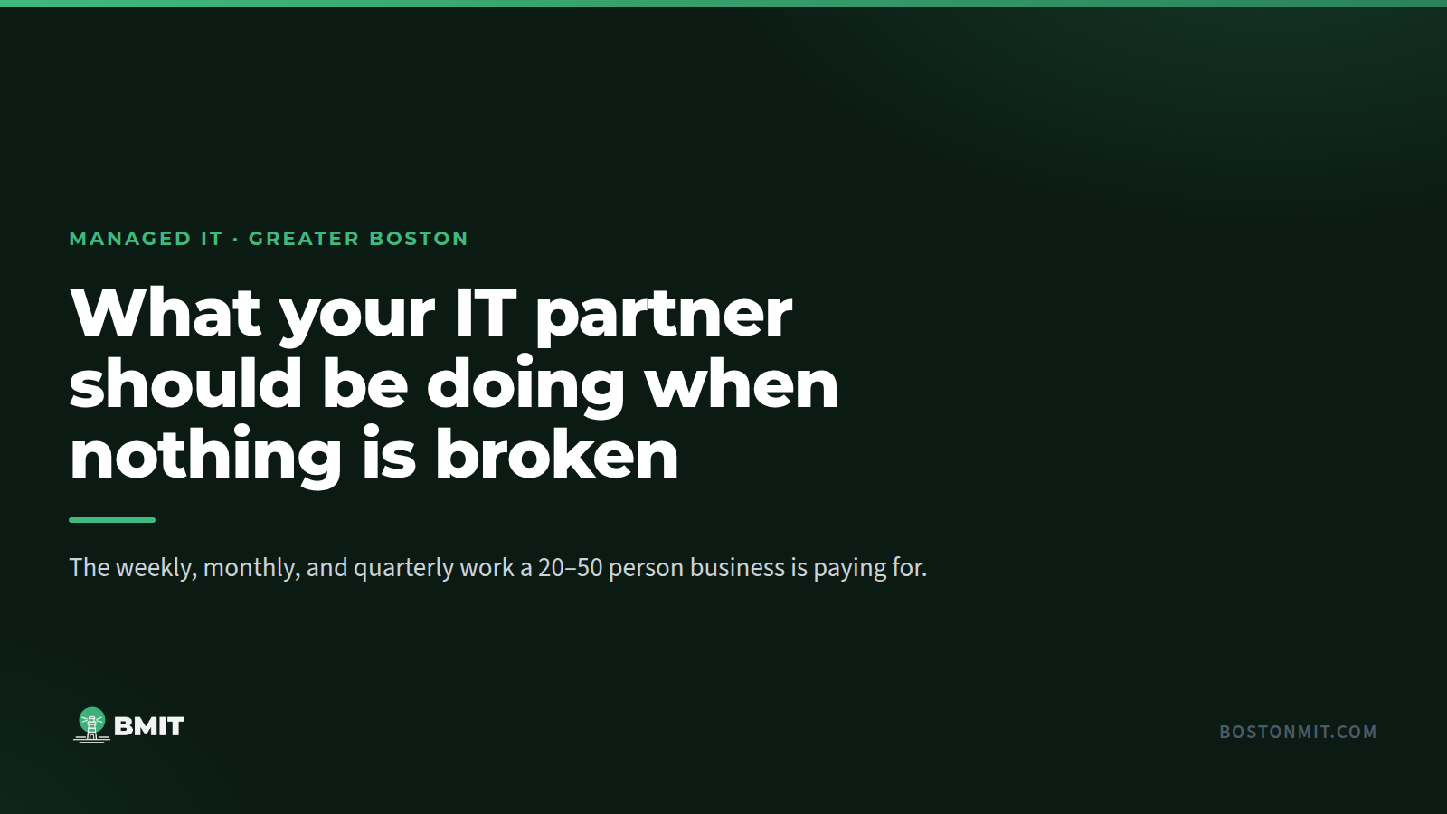 A Boston managed IT partner's weekly, monthly, and quarterly work laid out on a timeline