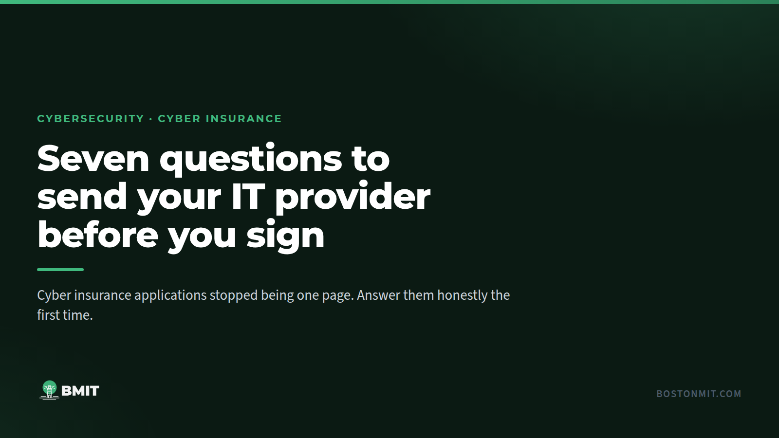 Cyber insurance checklist and IT provider questions on a desk
